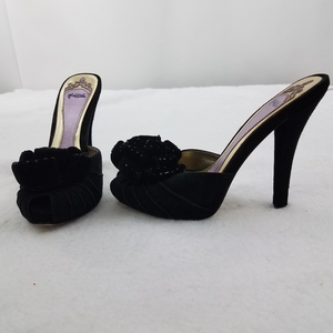 Hale Bob Size 6.5 Suede Heel‎ Shoes Womens Black Fl